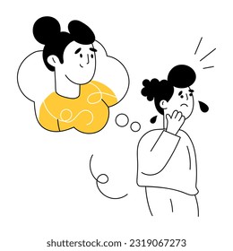 Trendy hand drawn illustration of missing mom 