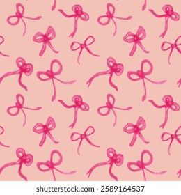 Trendy Hand Drawn Pink Bow Pattern