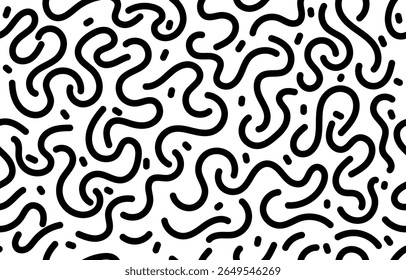 trendy hand drawn seamless pattern with black and white wave line concept for background, cover. vector illustration eps 10
