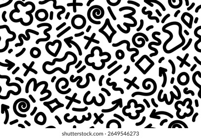 Patrón inconsútil dibujado a mano de moda con el concepto de línea blanco y negro para el fondo, cubierta. Ilustración vectorial EPS 10