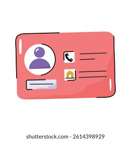 Trendy hand drawn style icon of business card