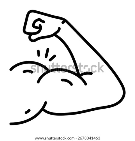 A trendy hand drawn style icon of strong bicep

