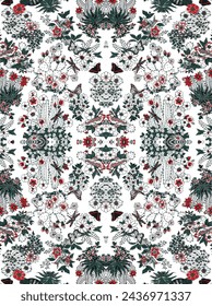 Trendy Hand drawn Wild Meadow florals , Flower bouquet illustration Seamless Pattern Vector Design, Design for fashion , fabric, textile, wallpaper, cover, web , wrapping and all prints
