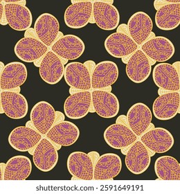 Trendy Hand drawn Wild Meadow florals , Flower bouquet illustration Seamless Pattern Design, Design for fashion , fabric, textile, wallpaper, cover, web , wrapping and all prints