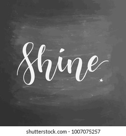 Trendy hand lettering poster. Hand drawn calligraphy. Template post card on black background. concept handwritten poster. chalkboard art shine creative graphic.