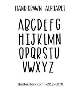 trendy hand lettering poster. Hand drawn calligraphy alphabet 