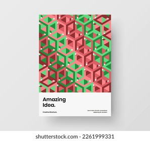 Trendy handbill design vector layout. Creative mosaic pattern pamphlet template.
