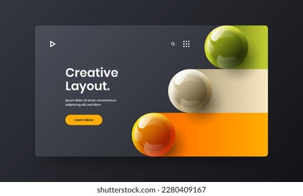 Trendy handbill vector design concept. Premium realistic balls magazine cover template.