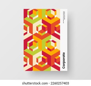 Trendy handbill vector design layout. Unique geometric shapes booklet illustration.