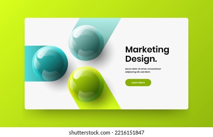 Trendy handbill vector design template. Abstract realistic spheres book cover illustration.