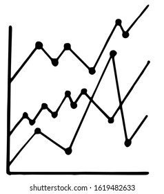 Trendy hand-drawn vector bar graph coordinate net design.Vector illustration isolated on white background. Business element.