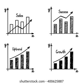 Trendy hand-drawn vector bar graph coordinate net design