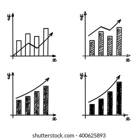 Trendy hand-drawn vector bar graph coordinate net design