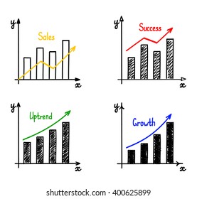 Trendy hand-drawn vector bar graph coordinate net design