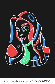 Ilustraciones de vectores de moda dibujadas a mano. Resumen minimalista de caras, manos y formas en estilo de silueta contemporáneo
