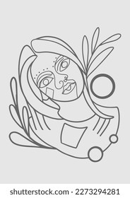 Trendy Hand-Drawn Vector Illustrations. Minimalistic Abstract Faces, Hands, and Shapes in Contemporary Silhouette Style