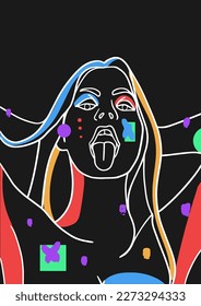 Trendy Hand-Drawn Vector Illustrations. Minimalistic Abstract Faces, Hands, and Shapes in Contemporary Silhouette Style
