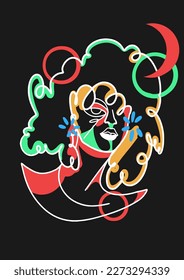 Trendy Hand-Drawn Vector Illustrations. Minimalistic Abstract Faces, Hands, and Shapes in Contemporary Silhouette Style