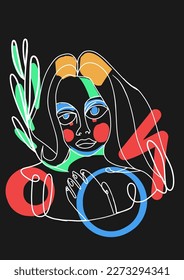 Trendy Hand-Drawn Vector Illustrations. Minimalistic Abstract Faces, Hands, and Shapes in Contemporary Silhouette Style