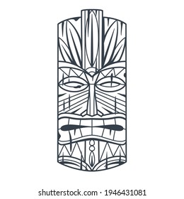 Trendy hawaii wooden tiki mask for surfing bar. Traditional ethnic idol of hawaiian, maori or polynesian. Old tribal totem