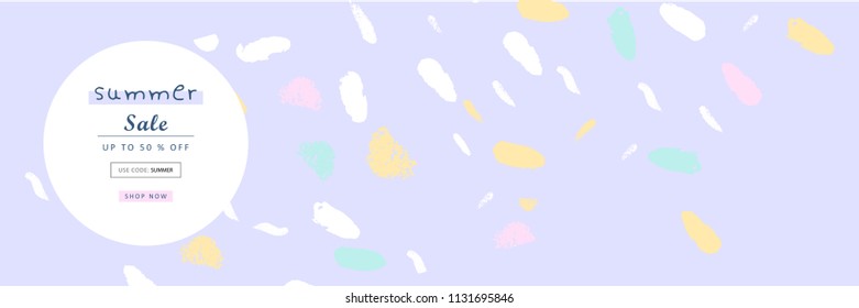 Trendy Header Design with different hand drawn shapes and textures. Cute social media backdrop for advertising, web design, posters, invitations, greeting cards, birthday or anniversary.
