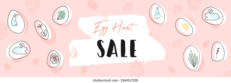 Trendy Header Design with different hand drawn shapes and textures. Cute social media backdrop for advertising, web design, posters, invitations, greeting cards, birthday or anniversary.