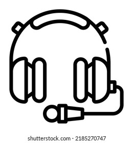 Trendy headset of a pilot, line icon