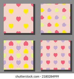 Trendy hearts retro seamless pattern collection in 1960 style. Simple aesthetic print set for tee, textile, fabric and stationery. Hand drawn vector illustration for decor and design.



