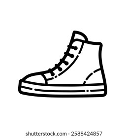 Trendy High Sneaker Outline Icon Isolated On White Background
