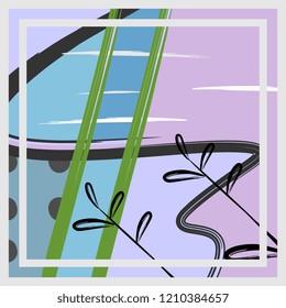 Trendy hijab pattern with contemporary silk scarf design with abstract brush and flowers vector illustration.