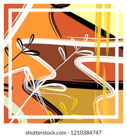 Trendy hijab pattern with contemporary silk scarf design with abstract brush and flowers vector illustration.