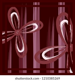 Trendy hijab pattern. Contemporary silk scarf design with abstract brush and flowers