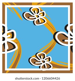 Trendy hijab pattern vector. Contemporary silk scarf design with abstract brush and flowers