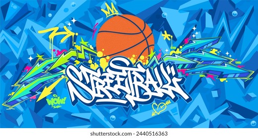 Trendy Hip Hop Urban Street Art Graffiti Style Streetball Or Basketball Illustration Background Art