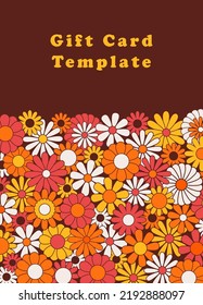Trendy hippie floral greeting card template. Colorful flowers flat vector illustration. Suitable for greeting cards, social media posts, mobile apps, banners design and web internet ads. Vector eps10