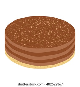 Trendy hipster cheesecake or chocolate pie in flat style. Modern illustration for cafe or restaurant.