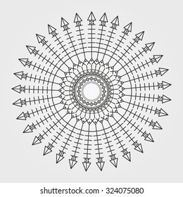 Trendy hipster colored circle, bright philosophical symbol, circular elements that are a religious, Aztec and African symbol.
