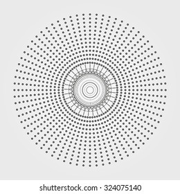 Trendy hipster colored circle, bright philosophical symbol, circular elements that are a religious, Aztec and African symbol.