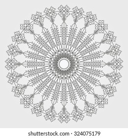 Trendy hipster colored circle, bright philosophical symbol, circular elements that are a religious, Aztec and African symbol.