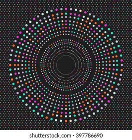 Trendy hipster colored circle, bright philosophical symbol, circular elements that are a religious, Aztec and African tattoo symbol, sacred geometry. Trendy hipster circle.