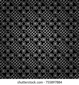 Trendy hipster geometry. Modern stylish texture with white, gray and black tiles. Vector seamless pattern. Simple graphic design. Repeating geometric tile pattern.