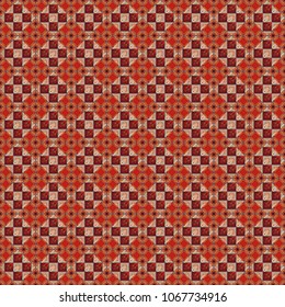 Trendy hipster geometry. Repeating geometric tile pattern. Simple graphic design. Vector seamless pattern. Modern stylish texture with red, beige and brown tiles.