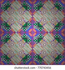 Trendy hipster geometry. Vector seamless pattern. Repeating geometric tile pattern. Simple graphic design. Modern stylish texture with violet, white and blue tiles.