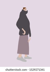 Trendy hipster girl. Cartoon female character flat figures. Cool fashion woman. Pretty design. 