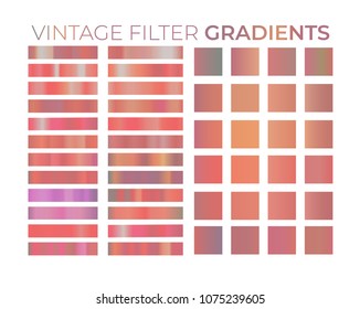 Trendy hipster holographic and neon 80s style gradients set
