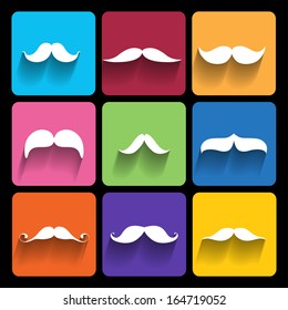 Trendy  hipster  Icons With Long Shadow