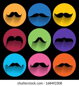 Trendy  hipster  Icons With Long Shadow.
