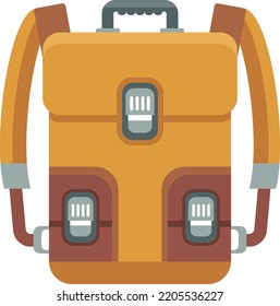 Trendy hipster leather backpack. Flat vector icon. Objects isolated on white background.