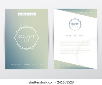 trendy hipster style brochure cover and letterhead document stationery set- blurred cover design for business