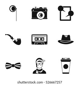 Trendy hipsters icons set. Simple illustration of 9 trendy hipsters vector icons for web